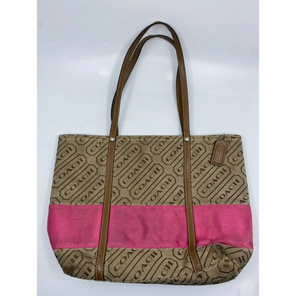 COACH Large Tan Brown Pink Tote Bag Msrp $350 - Picture 3 of 13